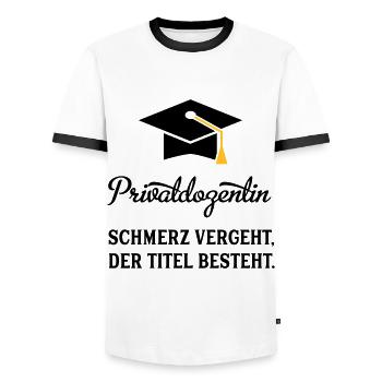 PDin - Männer Kontrast-T-Shirt - Weiß/Schwarz - Vorne - AI Model Female 172 light (172cm) & AI Model Male 178 dark (178cm)