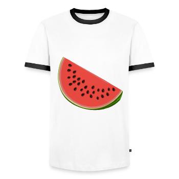 Pastèque aux graines - T-shirt contrasté Homme - blanc/noir - Devant - AI Model Female 172 light (172cm) & AI Model Male 178 dark (178cm)