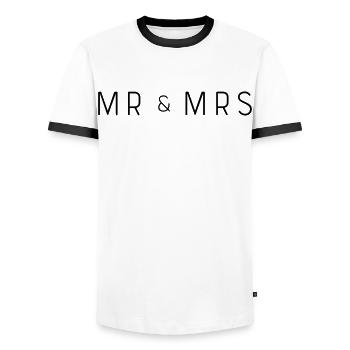 Mr and Mrs - T-shirt contrasté Homme - blanc/noir - Devant - AI Model Female 172 light (172cm) & AI Model Male 178 dark (178cm)