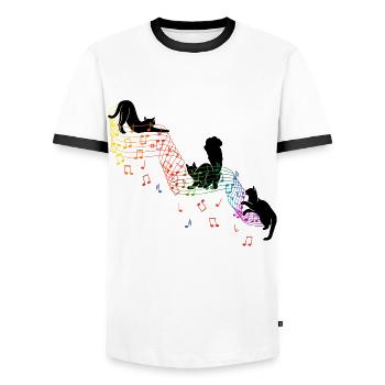 Niedliche Katzen machen Musik Geschenk Musiker - Männer Kontrast-T-Shirt - Weiß/Schwarz - Vorne - AI Model Female 172 light (172cm) & AI Model Male 178 dark (178cm)