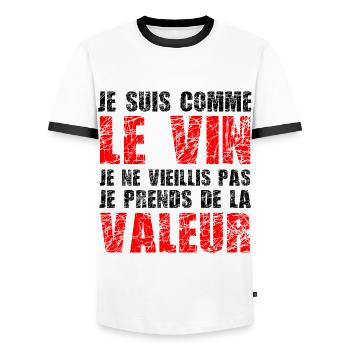 Je Suis Comme Le Vin - T-shirt contrasté Homme - blanc/noir - Devant - AI Model Female 172 light (172cm) & AI Model Male 178 dark (178cm)