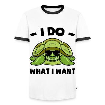 Turtle sayings - Men's Ringer Shirt - white/black - Front - AI Model Female 172 light (172cm) & AI Model Male 178 dark (178cm)