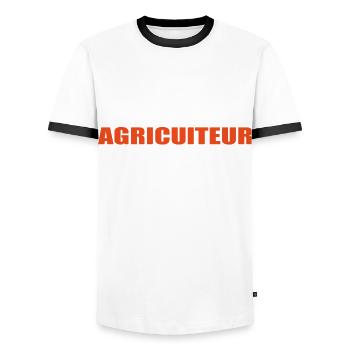 Super Agriculteur - T-shirt contrasté Homme - blanc/noir - Devant - AI Model Female 172 light (172cm) & AI Model Male 178 dark (178cm)