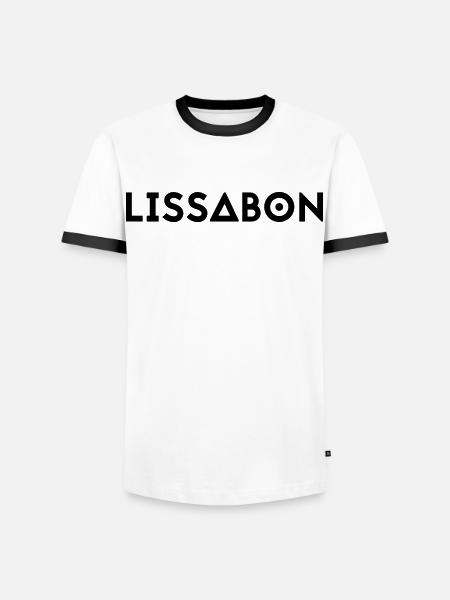 LISSABON - Männer Kontrast-T-Shirt - Weiß/Schwarz