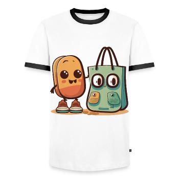 Die Strandfreunde - Männer Kontrast-T-Shirt - Weiß/Schwarz - Vorne - AI Model Female 172 light (172cm) & AI Model Male 178 dark (178cm)