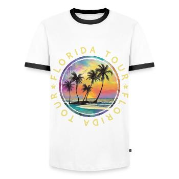 Voyage en Floride Vacances colorées - T-shirt contrasté Homme - blanc/noir - Devant - AI Model Female 172 light (172cm) & AI Model Male 178 dark (178cm)