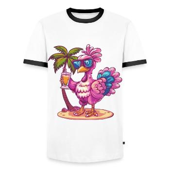 Truthan Summer Beach Vacation - Men's Ringer Shirt - white/black - Front - AI Model Female 172 light (172cm) & AI Model Male 178 dark (178cm)