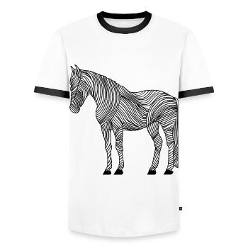 Lines art horse #horse - Men's Ringer Shirt - white/black - Front - AI Model Female 172 light (172cm) & AI Model Male 178 dark (178cm)
