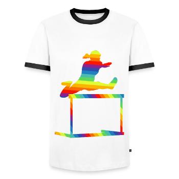 Hurdles Athletics - Men's Ringer Shirt - white/black - Front - AI Model Female 172 light (172cm) & AI Model Male 178 dark (178cm)