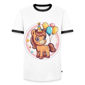 Pferd Geburtstag Baby - Männer Kontrast-T-Shirt - Weiß/Schwarz - Vorne - AI Model Female 172 light (172cm) & AI Model Male 178 dark (178cm)