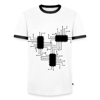 electrician electrical electronics occupation voltage CPU - Men's Ringer Shirt - white/black - Front - AI Model Female 172 light (172cm) & AI Model Male 178 dark (178cm)