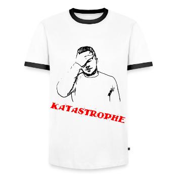 Katastrophe - Männer Kontrast-T-Shirt - Weiß/Schwarz - Vorne - AI Model Female 172 light (172cm) & AI Model Male 178 dark (178cm)