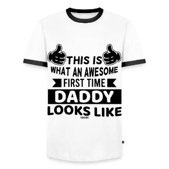 Papa homme enfants bébé fête des pères - T-shirt contrasté Homme - blanc/noir - Devant - AI Model Female 172 light (172cm) & AI Model Male 178 dark (178cm)