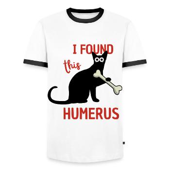 Funny cat - Men's Ringer Shirt - white/black - Front - AI Model Female 172 light (172cm) & AI Model Male 178 dark (178cm)