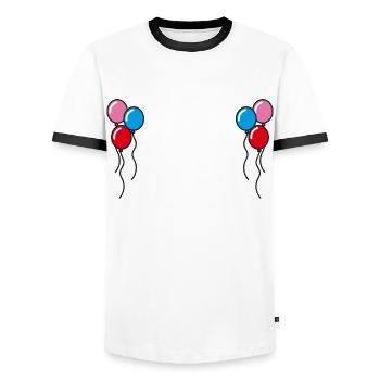 Balloon Gift Idea - Men's Ringer Shirt - white/black - Front - AI Model Female 172 light (172cm) & AI Model Male 178 dark (178cm)