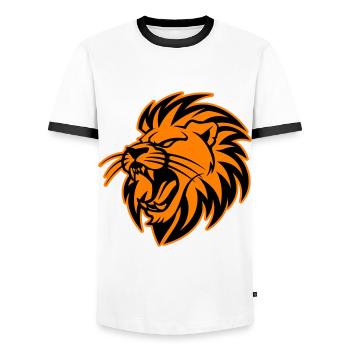 Symbole de la tête de lion Lion - T-shirt contrasté Homme - blanc/noir - Devant - AI Model Female 172 light (172cm) & AI Model Male 178 dark (178cm)