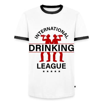 Dicton international sur la consommation d’alcool - T-shirt contrasté Homme - blanc/noir - Devant - AI Model Female 172 light (172cm) & AI Model Male 178 dark (178cm)
