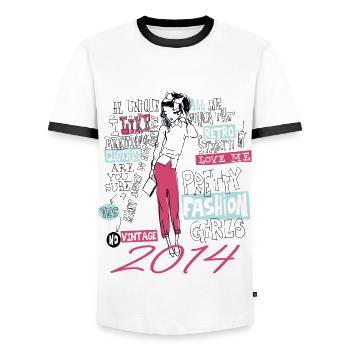 Jahrgang 2014 Geburtstagsgeschenk 2014 Mädchen 2014 - Männer Kontrast-T-Shirt - Weiß/Schwarz - Vorne - AI Model Female 172 light (172cm) & AI Model Male 178 dark (178cm)