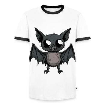 Fledermaus Halloween Comic Lustig - Männer Kontrast-T-Shirt - Weiß/Schwarz - Vorne - AI Model Female 172 light (172cm) & AI Model Male 178 dark (178cm)