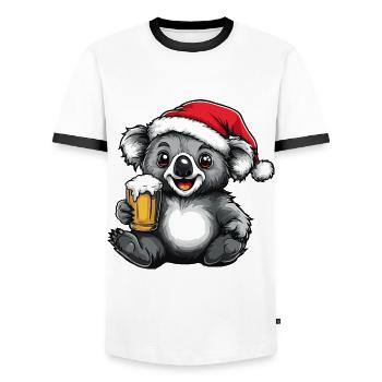 Koala Bière Noël Noël - T-shirt contrasté Homme - blanc/noir - Devant - AI Model Female 172 light (172cm) & AI Model Male 178 dark (178cm)