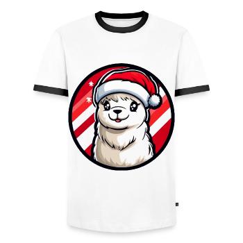 Alpaca Llama Christmas X-Mas - Men's Ringer Shirt - white/black - Front - AI Model Female 172 light (172cm) & AI Model Male 178 dark (178cm)