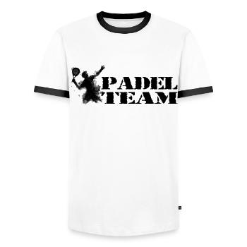 Padel-Mannschaft - Männer Kontrast-T-Shirt - Weiß/Schwarz - Vorne - AI Model Female 172 light (172cm) & AI Model Male 178 dark (178cm)