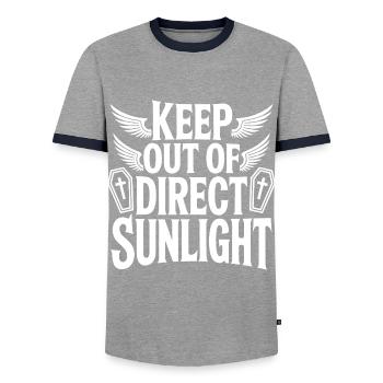Tenir à l’abri de la lumière directe du soleil ! Vampire Goth Emo - T-shirt contrasté Homme - gris/marine  - Devant - AI Model Female 172 light (172cm) & AI Model Male 178 light (178cm)