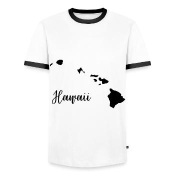 Hawaii - Men's Ringer Shirt - white/black - Front - AI Model Female 172 light (172cm) & AI Model Male 178 dark (178cm)