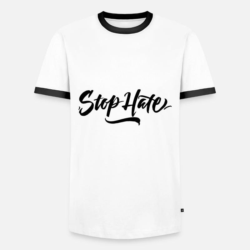 Stop Hate - Männer Kontrast-T-Shirt - Weiß/Schwarz
