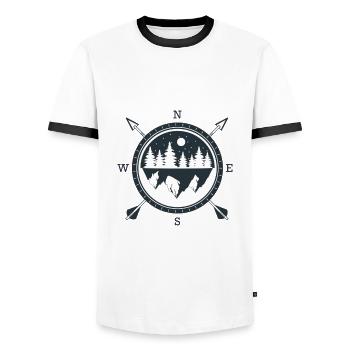 Boussole - T-shirt contrasté Homme - blanc/noir - Devant - AI Model Female 172 light (172cm) & AI Model Male 178 dark (178cm)