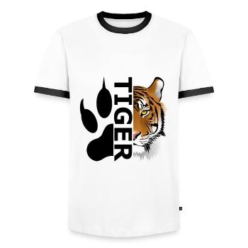 Tiger - Männer Kontrast-T-Shirt - Weiß/Schwarz - Vorne - AI Model Female 172 light (172cm) & AI Model Male 178 dark (178cm)