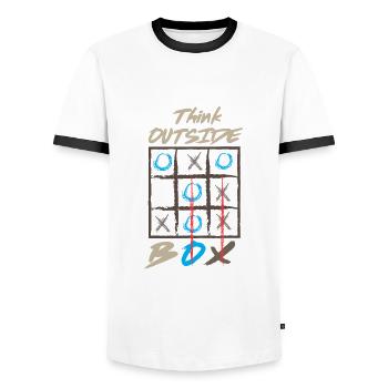 Outside the box - Men's Ringer Shirt - white/black - Front - AI Model Female 172 light (172cm) & AI Model Male 178 dark (178cm)