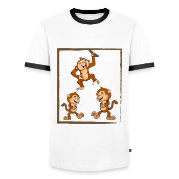Funny monkeys. Funny monkeys. - Men's Ringer Shirt - white/black - Front - AI Model Female 172 light (172cm) & AI Model Male 178 dark (178cm)