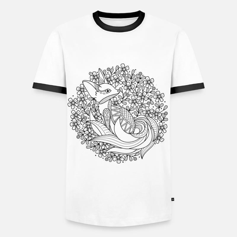 Fox. Fox. Mandala style. - Men's Ringer Shirt - white/black