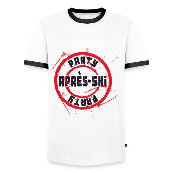 Apres Ski Party - T-shirt contrasté Homme - blanc/noir - Devant - AI Model Female 172 light (172cm) & AI Model Male 178 dark (178cm)