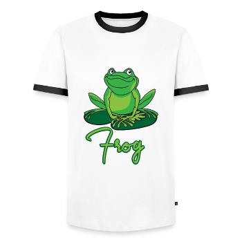 tree frog - Men's Ringer Shirt - white/black - Front - AI Model Female 172 light (172cm) & AI Model Male 178 dark (178cm)