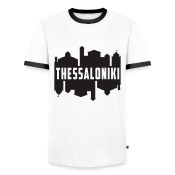 Thessaloniki Greece Holiday Holidays Gift - Men's Ringer Shirt - white/black - Front - AI Model Female 172 light (172cm) & AI Model Male 178 dark (178cm)