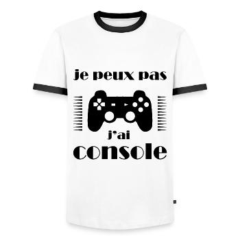 JE PEUX PAS J'AI CONSOLE - T-shirt contrasté Homme - blanc/noir - Devant - AI Model Female 172 light (172cm) & AI Model Male 178 dark (178cm)