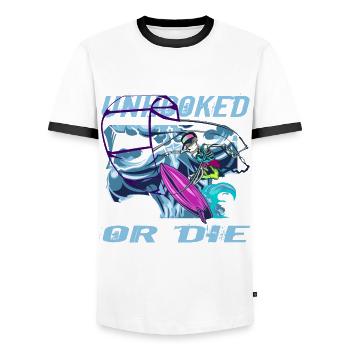 kitesurfing - Men's Ringer Shirt - white/black - Front - AI Model Female 172 light (172cm) & AI Model Male 178 dark (178cm)