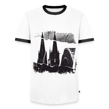 Kölner Dom Allemagne Cologne Skyline - T-shirt contrasté Homme - blanc/noir - Devant - AI Model Female 172 light (172cm) & AI Model Male 178 dark (178cm)
