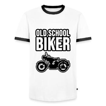 Old School Biker! - Men's Ringer Shirt - white/black - Front - AI Model Female 172 light (172cm) & AI Model Male 178 dark (178cm)
