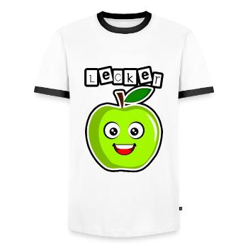 Lecker grüner Apfel - Männer Kontrast-T-Shirt - Weiß/Schwarz - Vorne - AI Model Female 172 light (172cm) & AI Model Male 178 dark (178cm)