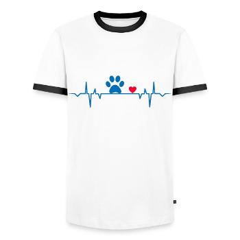 animaux domestiques pattes battement de coeur heartbeat - T-shirt contrasté Homme - blanc/noir - Devant - AI Model Female 172 light (172cm) & AI Model Male 178 dark (178cm)