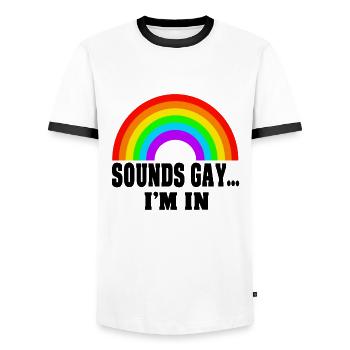 sons gay dans dans gay - T-shirt contrasté Homme - blanc/noir - Devant - AI Model Female 172 light (172cm) & AI Model Male 178 dark (178cm)