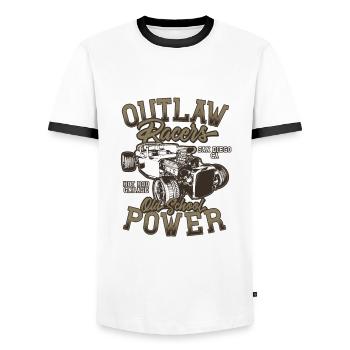 Hot Rod - Voitures de course classiques - lumineuses - T-shirt contrasté Homme - blanc/noir - Devant - AI Model Female 172 light (172cm) & AI Model Male 178 dark (178cm)