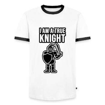 Ich bin ein wahrer Ritter - Männer Kontrast-T-Shirt - Weiß/Schwarz - Vorne - AI Model Female 172 light (172cm) & AI Model Male 178 dark (178cm)
