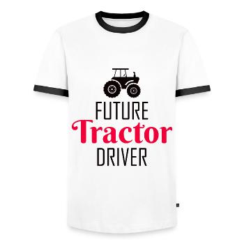 Little Farmer Tractor Baby Boy Girl Funny Saying - Men's Ringer Shirt - white/black - Front - AI Model Female 172 light (172cm) & AI Model Male 178 dark (178cm)