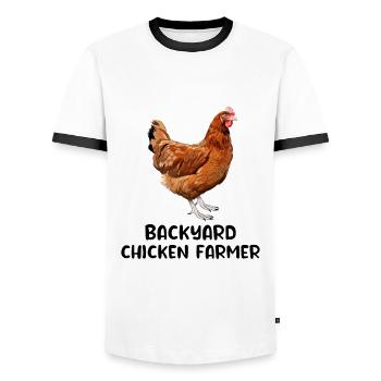 Backyard Chicken Farmer Animal Farming Farm Drôle - T-shirt contrasté Homme - blanc/noir - Devant - AI Model Female 172 light (172cm) & AI Model Male 178 dark (178cm)