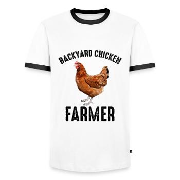 Hinterhof Hühner Farmer Tierhaltung Farm Lustig - Männer Kontrast-T-Shirt - Weiß/Schwarz - Vorne - AI Model Female 172 light (172cm) & AI Model Male 178 dark (178cm)