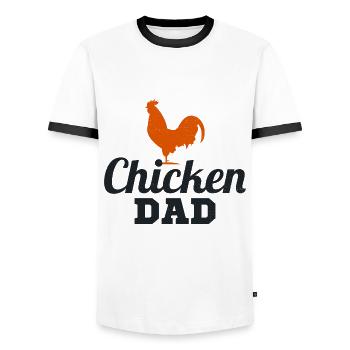 Chicken Dad Daddy Poultry Farmer Farm Fathers day - Men's Ringer Shirt - white/black - Front - AI Model Female 172 light (172cm) & AI Model Male 178 dark (178cm)